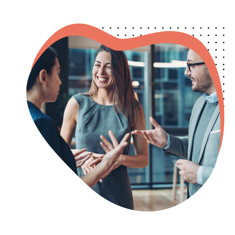 Three HVAC professionals networking at a conference | RS Gonzales | HVAC Marketing Firm