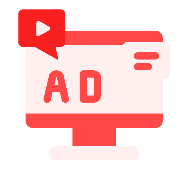 Icon representing paid advertising for HVAC services, featuring the word "AD" prominently, symbolizing effective marketing strategies to enhance visibility and engagement for HVAC businesses.