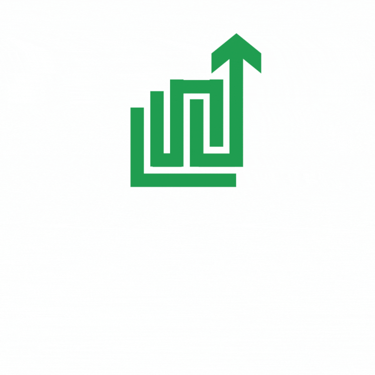 Green upward arrow integrated into a maze-like graph, symbolizing growth and progress for HVAC businesses in digital marketing.