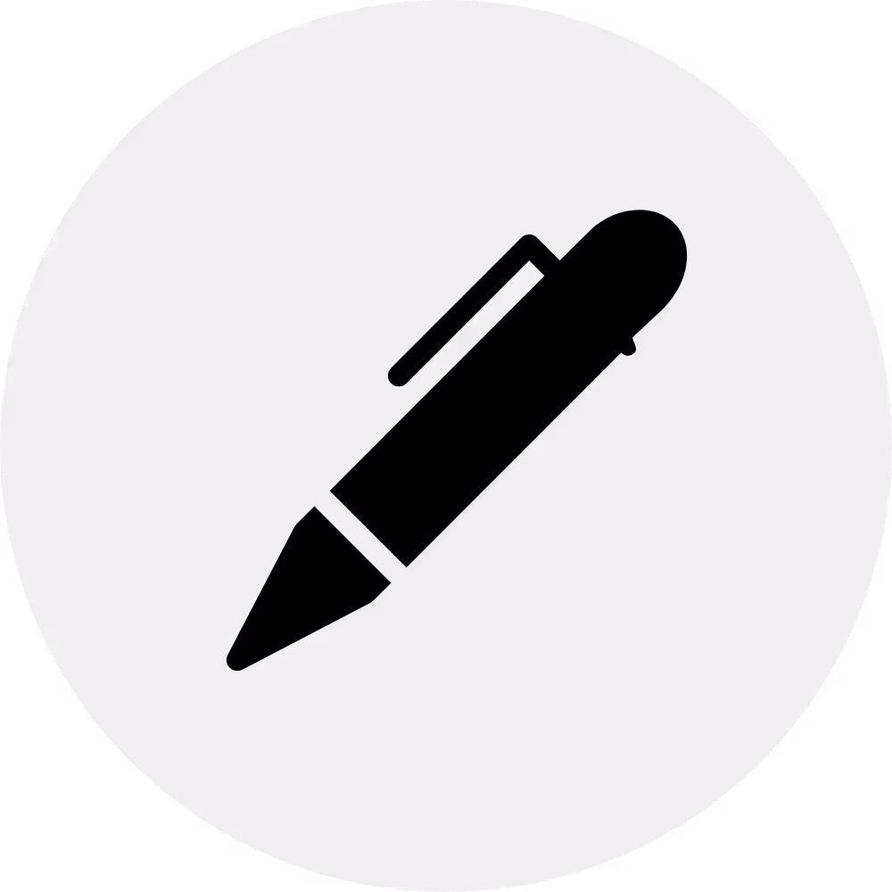 Copywriting icon featuring a pen, representing content creation for HVAC marketing strategies.