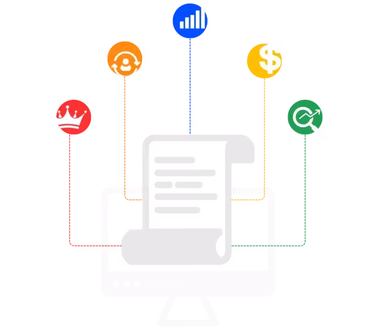 Diagram illustrating various aspects of email marketing, including engagement, revenue generation, and performance metrics, with colorful icons representing different marketing strategies and outcomes.