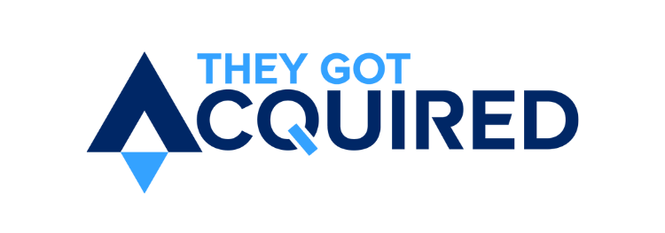 Logo of "They Got Acquired," featuring a stylized triangle and the text in blue, representing a digital marketing agency's branding for HVAC services.