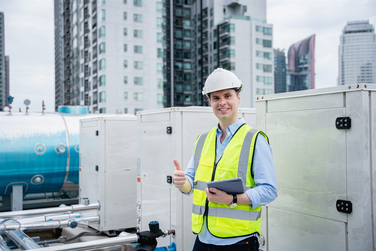 HVAC technician on a service call — the business the website keeps booking