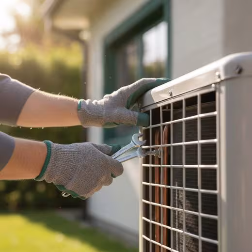 HVAC technician servicing an AC unit