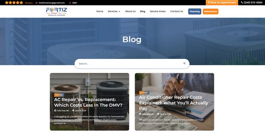 Built-out blog with supporting HVAC content