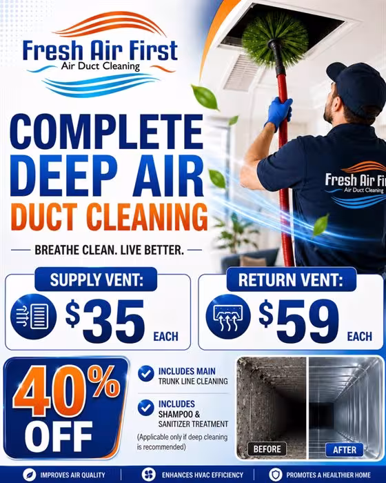 HVAC air duct cleaning ad creative shown in the Facebook feed