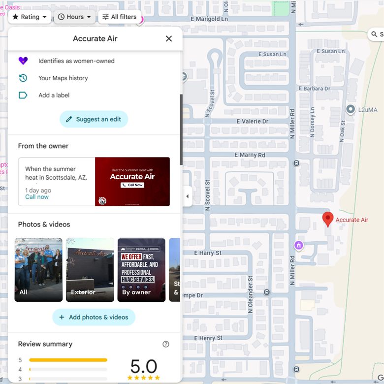 An Accurate Air Google Business Profile listing