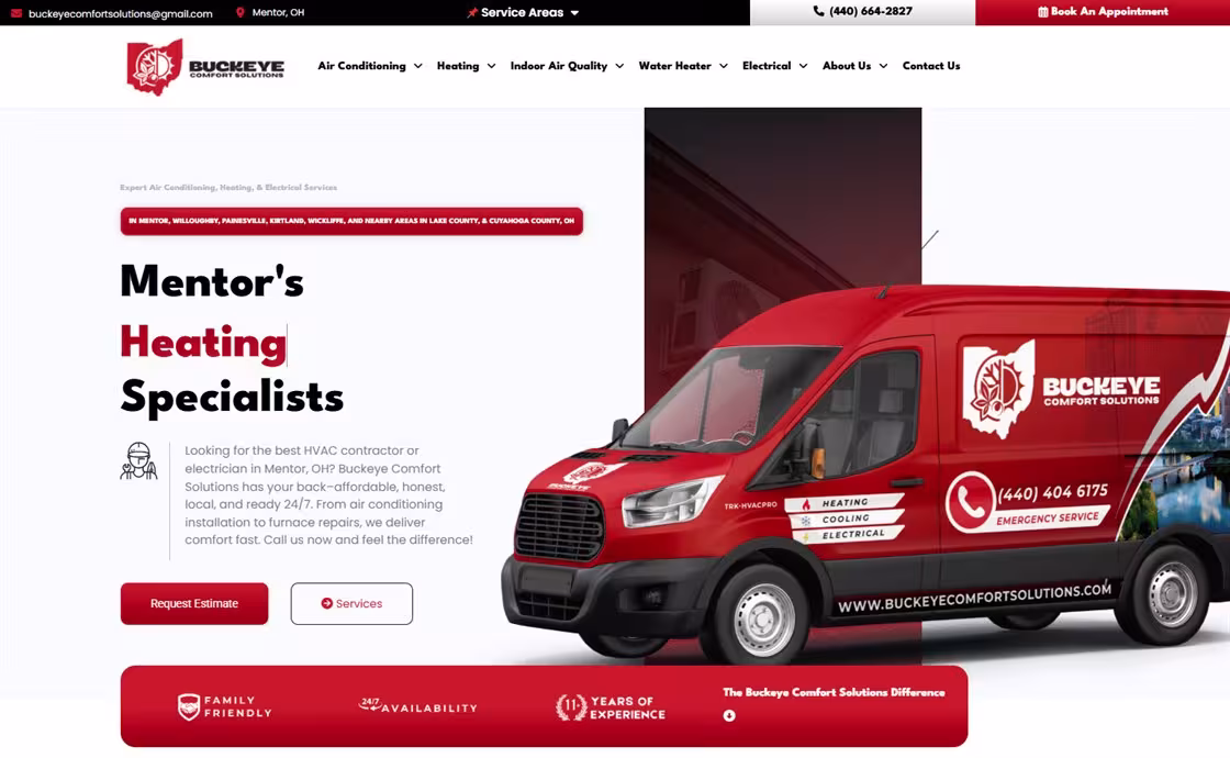 Buckeye Comfort Solutions website homepage