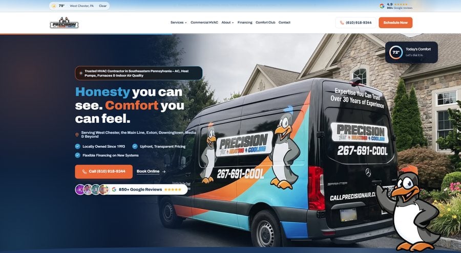 Alexany's HVAC website homepage design